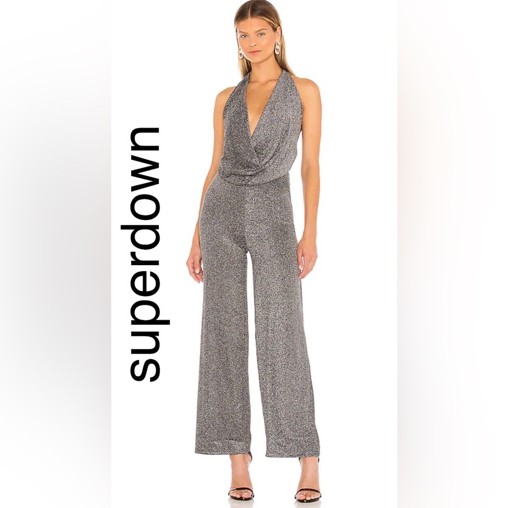 superdown Silver Halter Jumpsuit